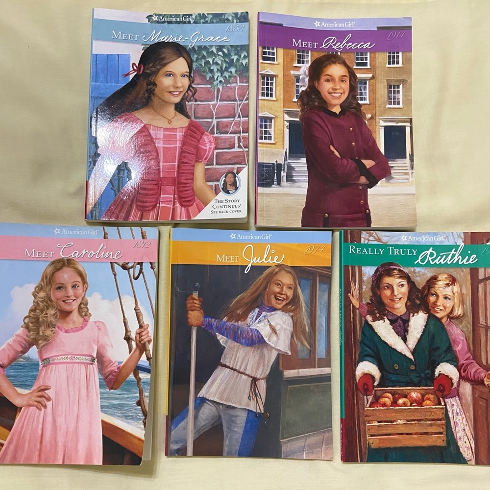 American Girl 5 books total. Meet Marie-Grace, Rebecca, Caroline, Julie & Ruthie